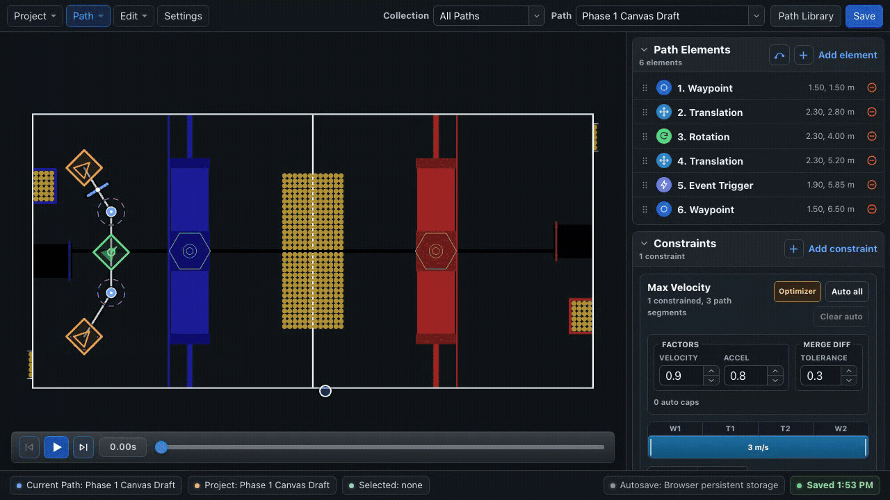 Applying the automatic velocity optimizer and reviewing generated caps